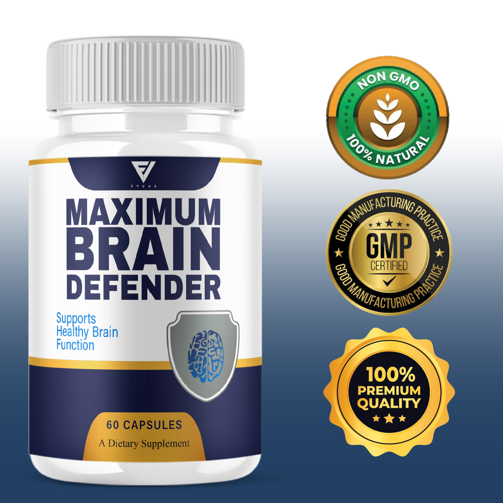 (5 Pack) Brain Defender Advanced Memory Support Supplement Pills (300 Capsules)
