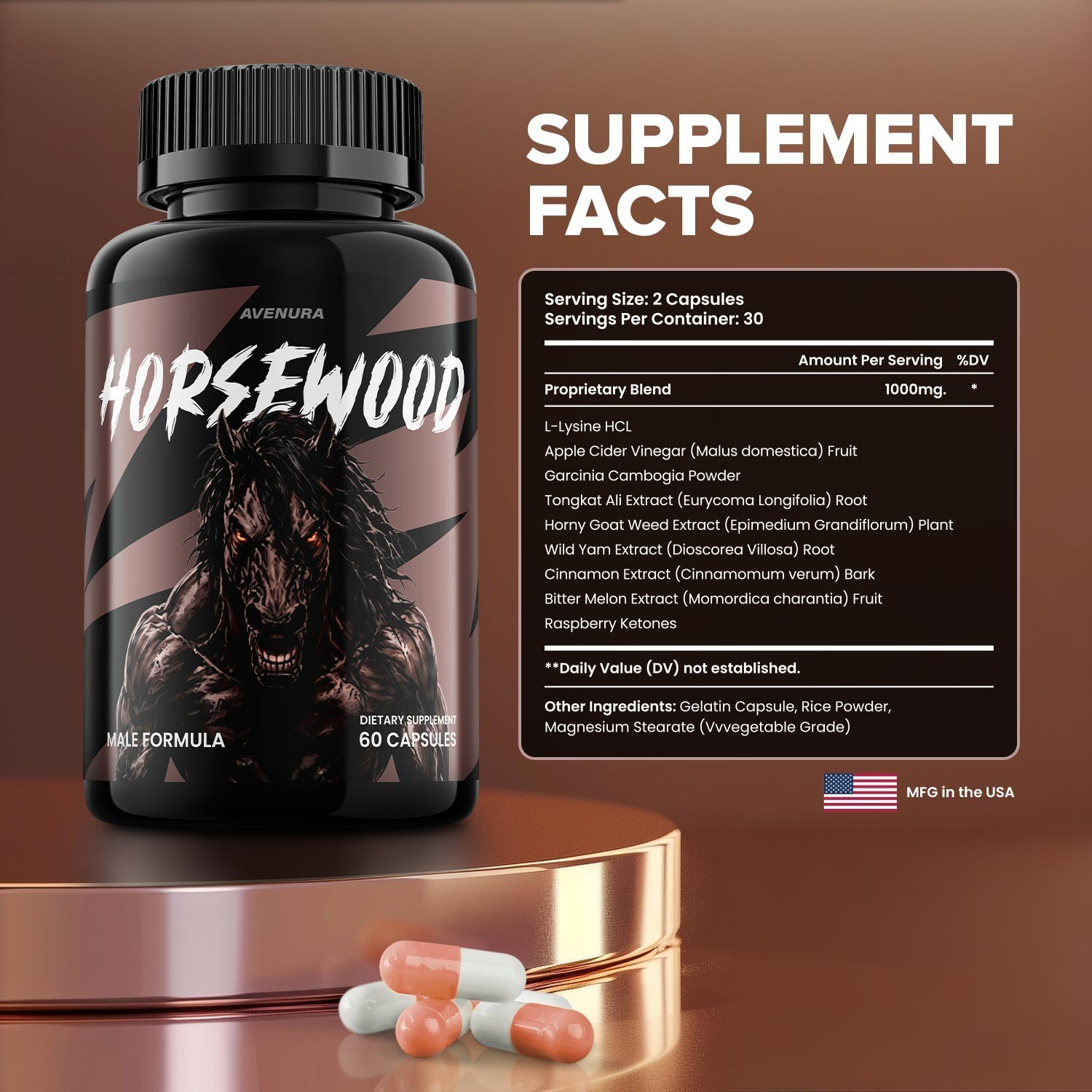 (2 Pack) Horsewood for Men Capsules – Horse Wood Advanced Formula Natural Blend