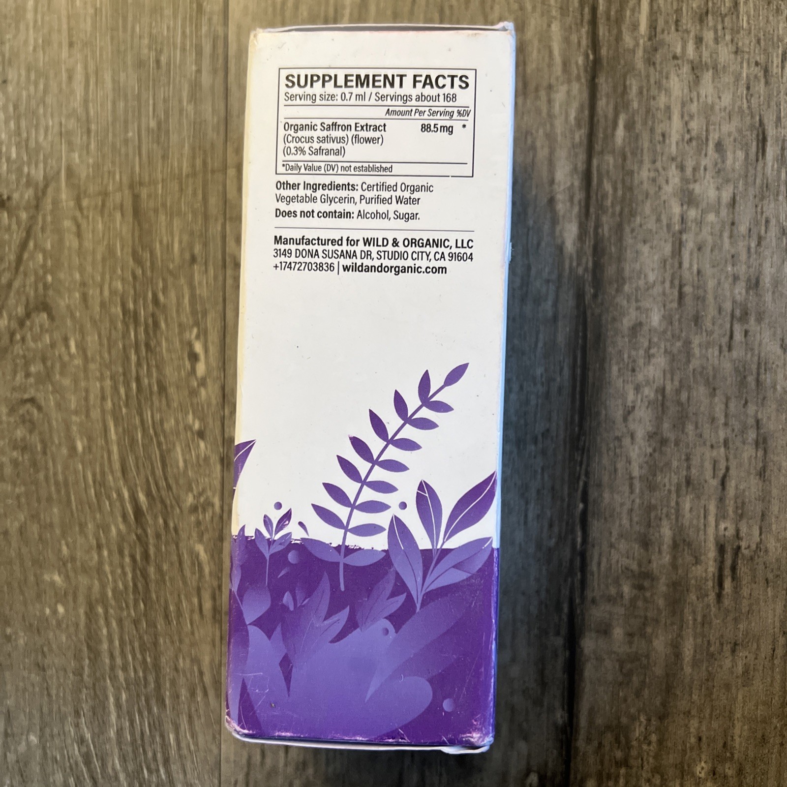 Wild & Organic Saffron Extract Liquid Drops Alcohol-Free Vegan 4 fl oz