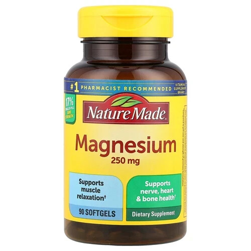 Nature Made Magnesium 250 mg Muscle Bone Nerve Health 90 Softgels EXP 01/2026