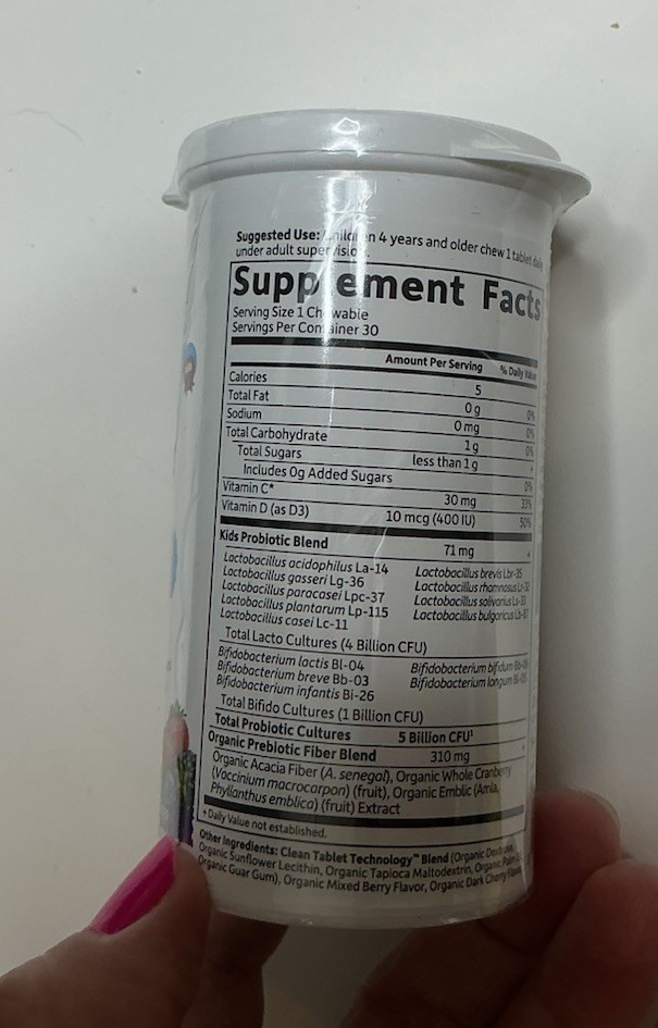 Garden of Life Kids’ 5 Billion CFU Probiotics Berry Chewable Supplement 6-26 Exp