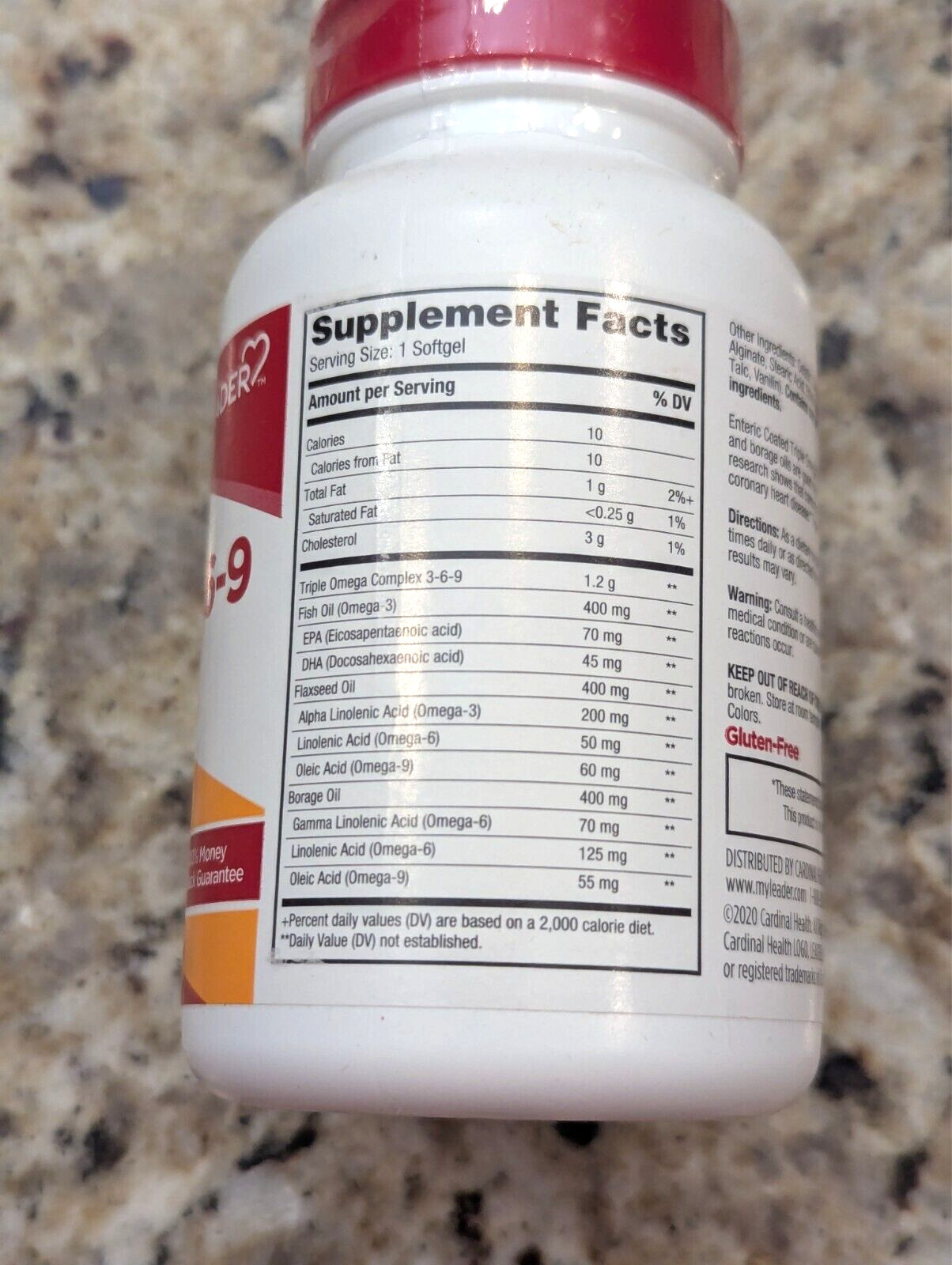 Leader Triple Omega 3-6-9 Supplement 60 Enteric Coated Softgels exp: 04/2026