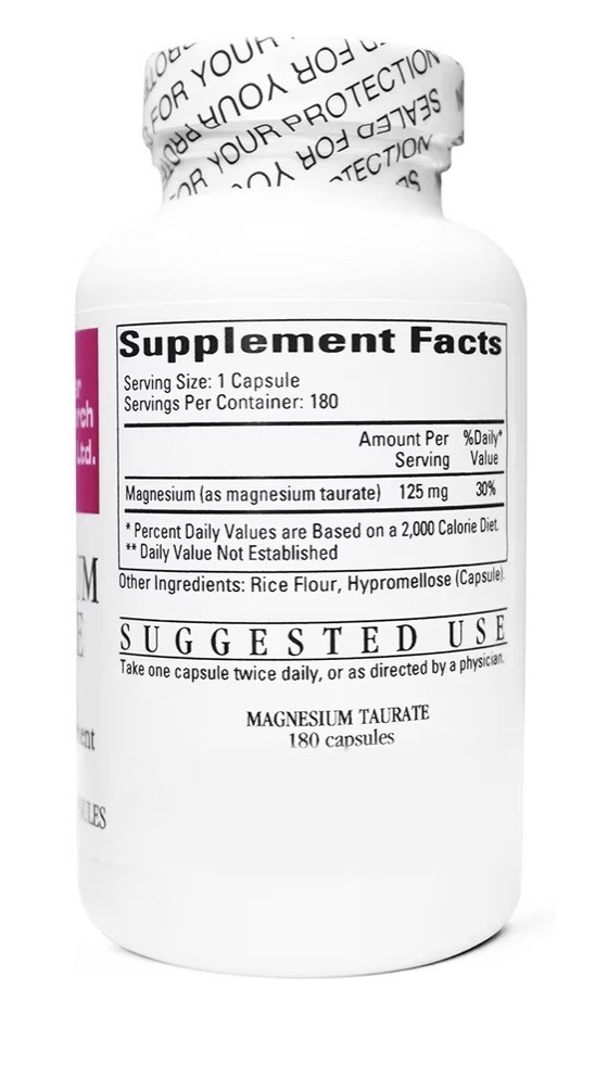 3 Pack Cardiovascular Research Magnesium Taurate 125 mg Supplement Total 540caps