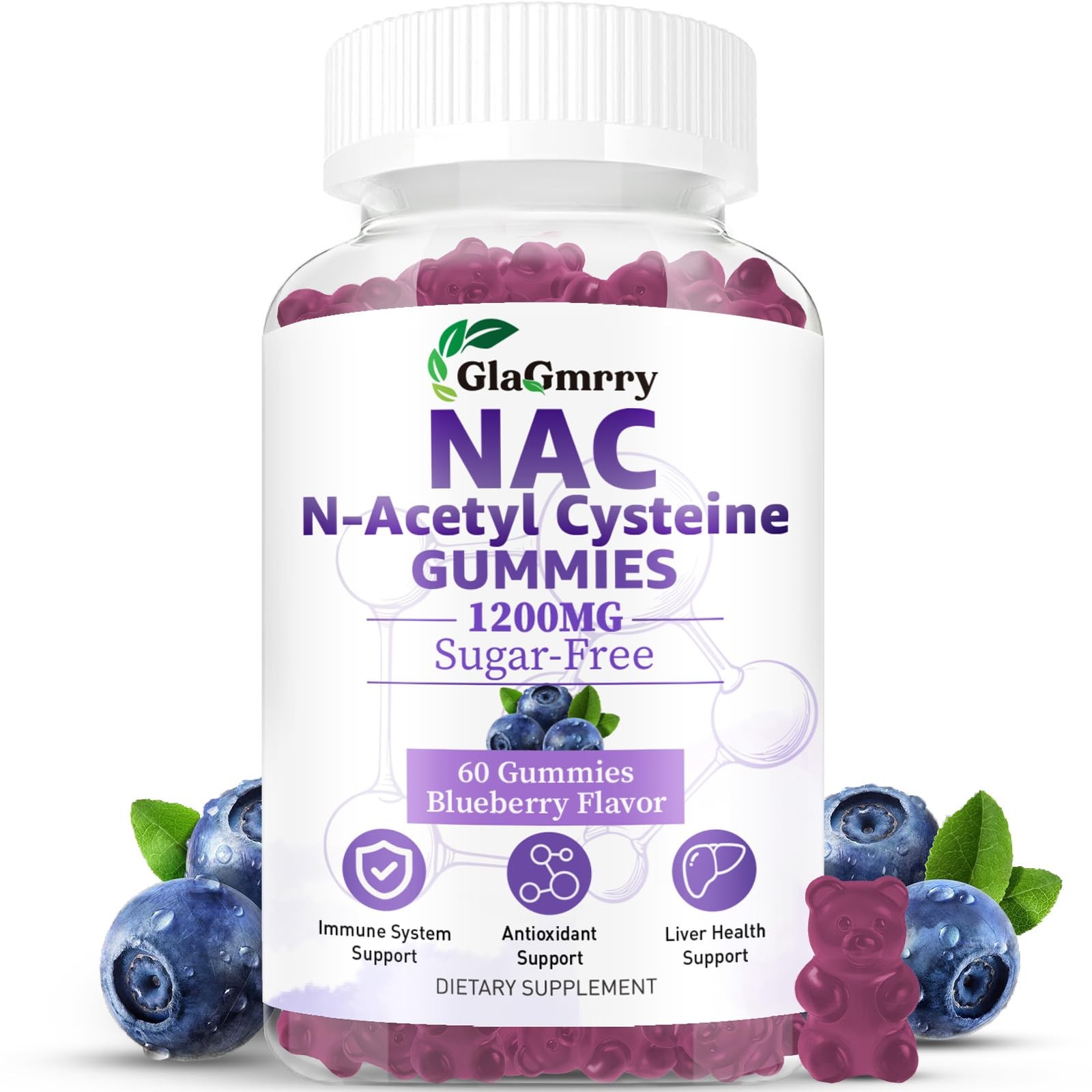 Sugar Free NAC Gummies for Kids & Adults, 60 Count (Pack of 1)