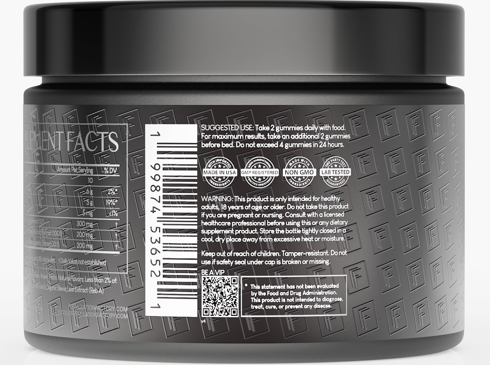 Formulation Factory Self Obsessed Shilajit 60 Count (Pack of 1), Black