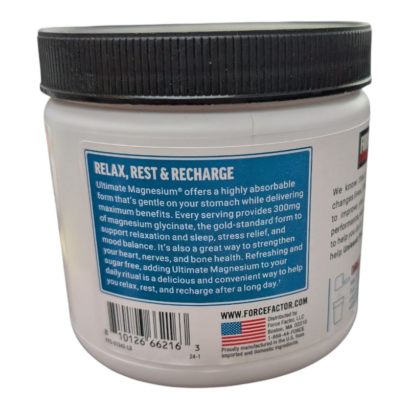 Force Factor – Ultimate Magnesium Glycinate 300mg (30 Servings) Raspberry Lemon