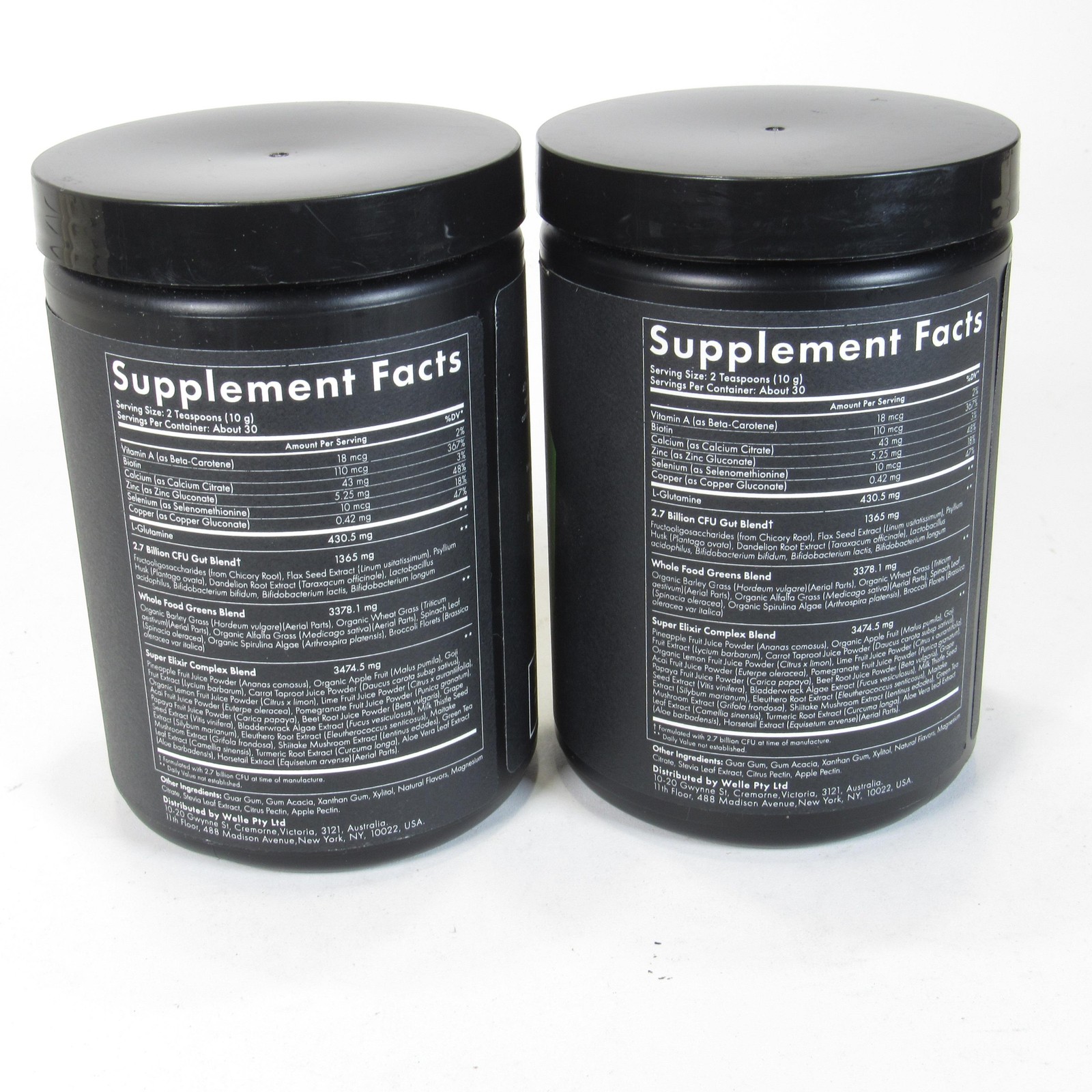 WelleCo Super Elixir Daily Greens Powder 10.5oz Pineapple Lime Vegan 2pk