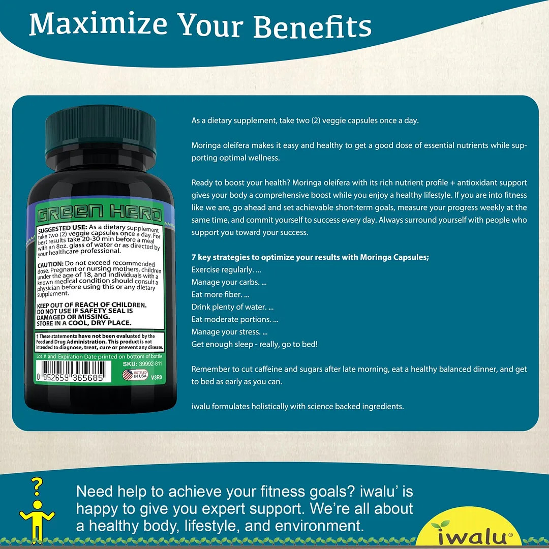 Moringa Leaf Nutrients | Best Supplement Capsule Pill Men Women FREE SHIP