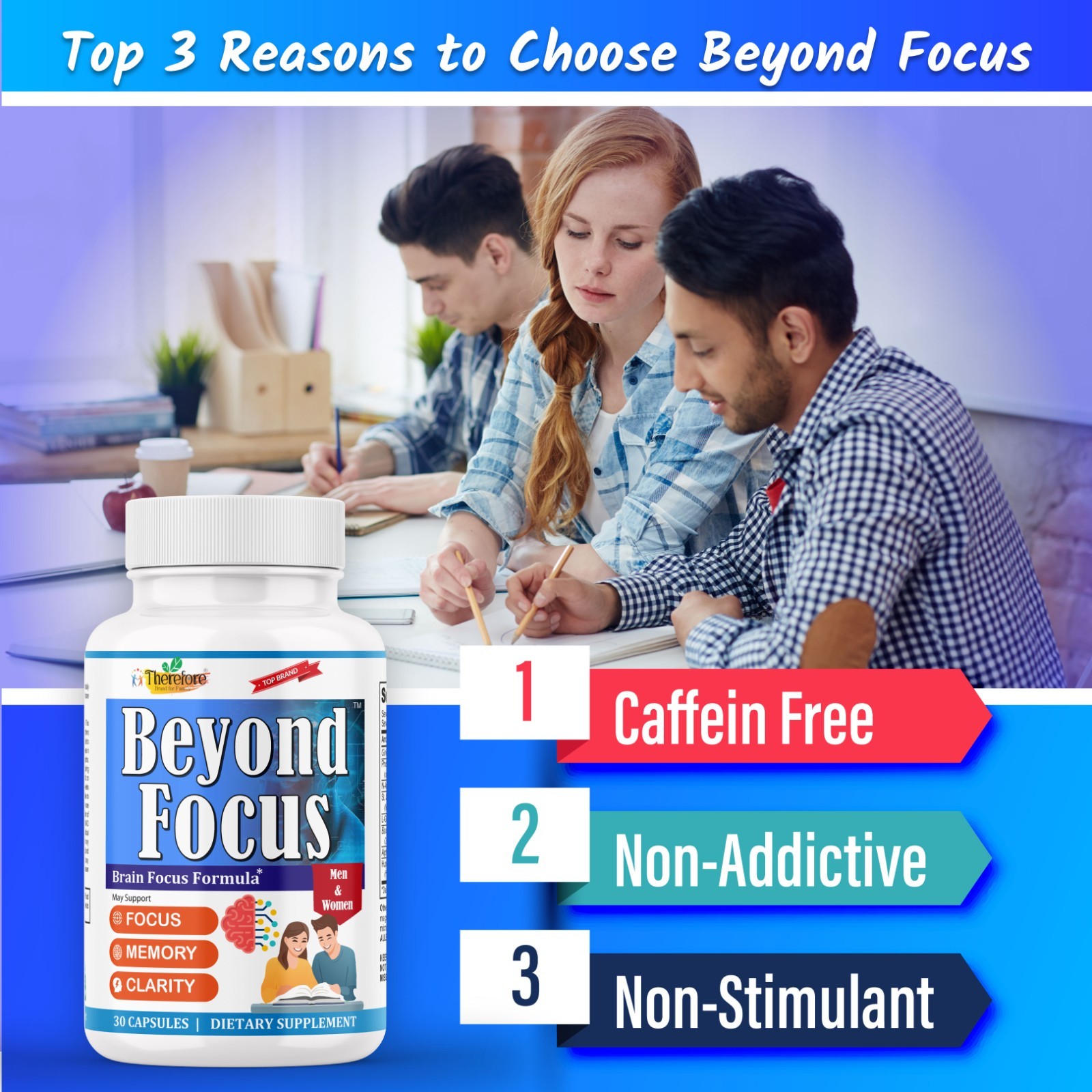 Brain supplement for Memory & Focus, Support Mental Clarity, Attention-30ct
