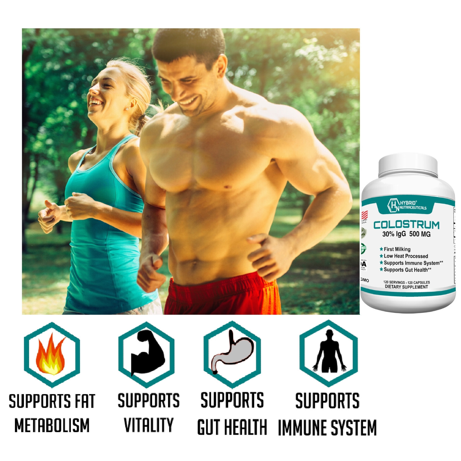 Bovine Colostrum Supplement – 30% IgG Lactoferrin, Immune Support (2 Pack)