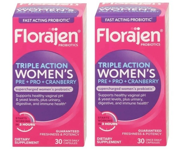 2 pack Florajen Triple Action Womens Probiotic 60 Capsules Expires: 10/2026+
