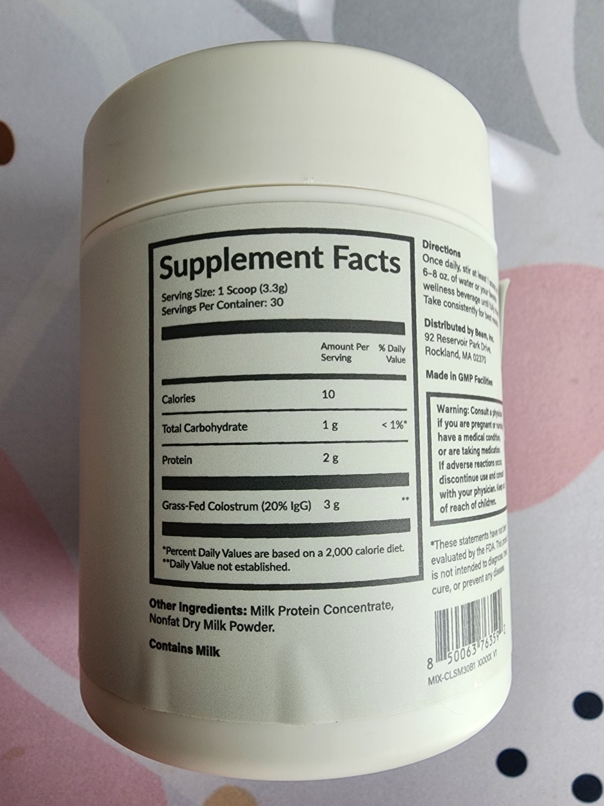 BEAM – Colostrum Daily SuperFood – Unflavored – 30 Servings – 3.53 Oz