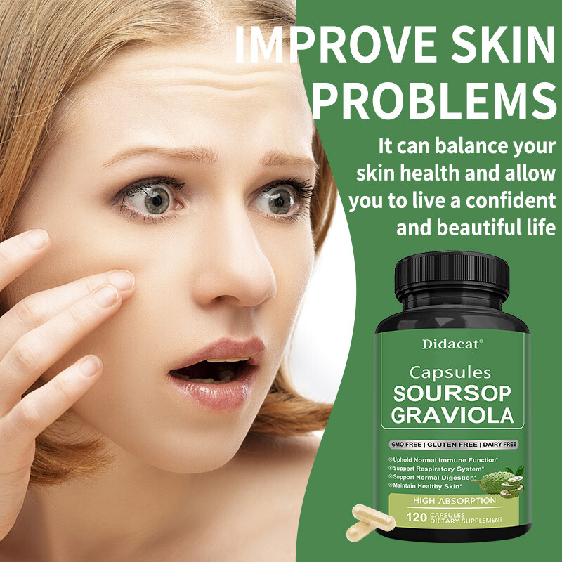 30/60/120 Capsules GRAVIOLA SOURSOP Leaf Extract 1950mg Annona Muricata