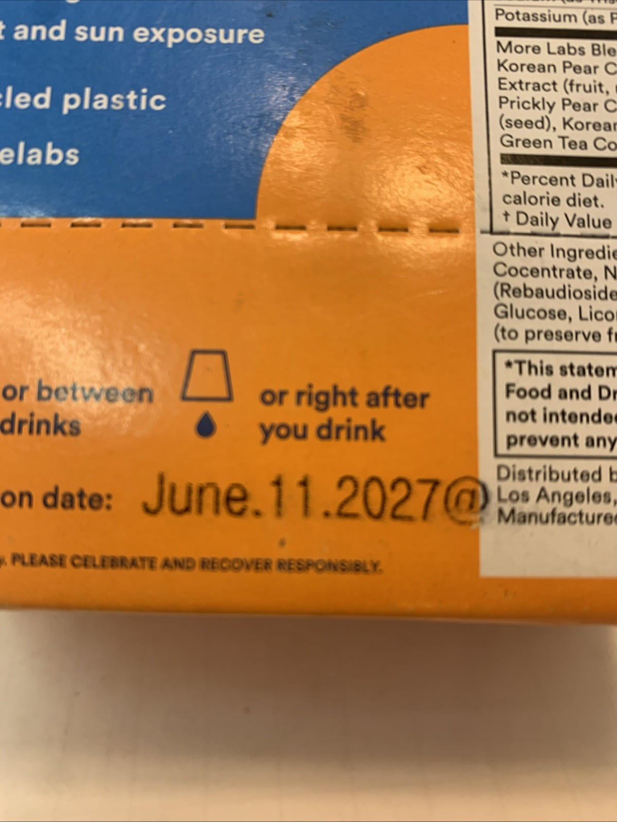 MORE Morning Recovery Hangover Prevention Drink Orange Mango 3.4 OZ 6 pack NIB