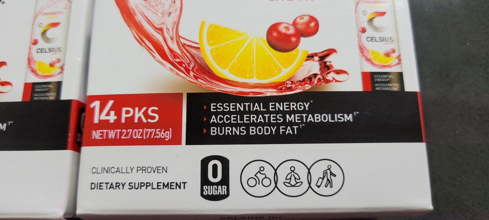 2 Boxes Celsius On-the-GO Cranberry Lemon Powder Sticks – 2.5oz, Pack of 14 Each