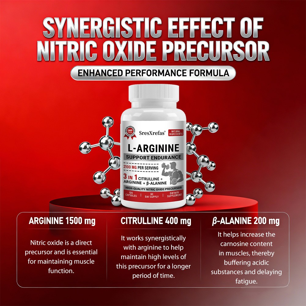 L Arginine Capsules Support Endurance Muscle Health Boost Energy 30-120 Count