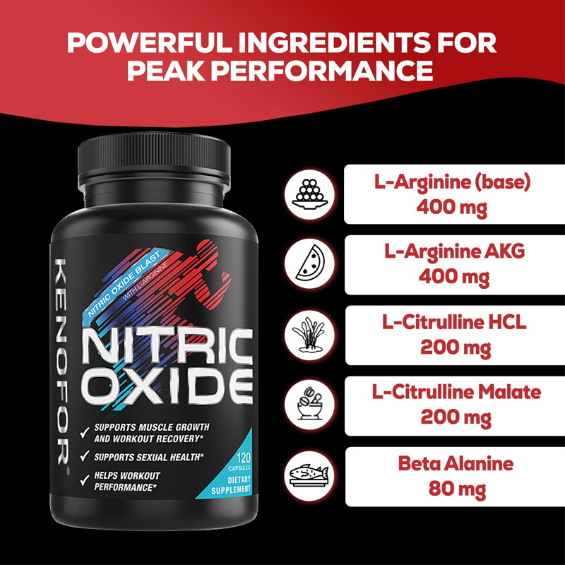 Nitric Oxide Booster L Arginine, L-Citrulline 1300mg 120 Caps Highest Potency