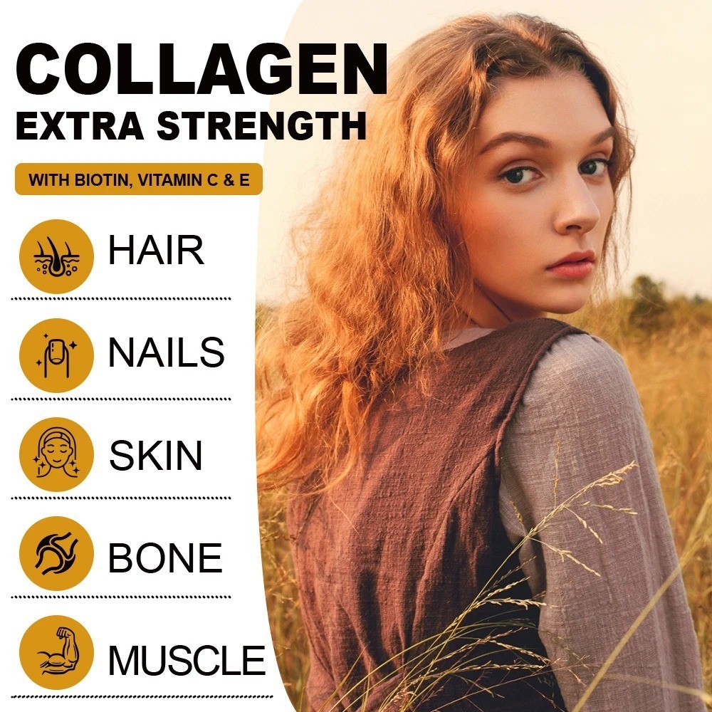 Collagen Gummies Extra Strength with Vitamin C, Zinc & Biotin -60 Gummies