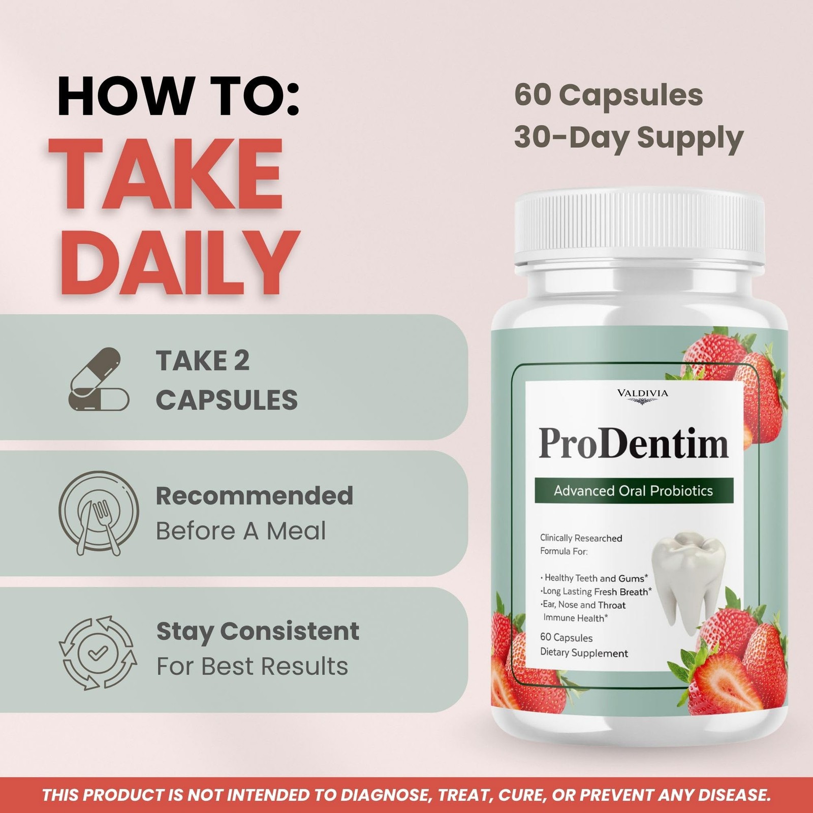 ProDentim Oral Health Probiotic Supplement Capsules Gums Teeth 3 Pack 180Ct