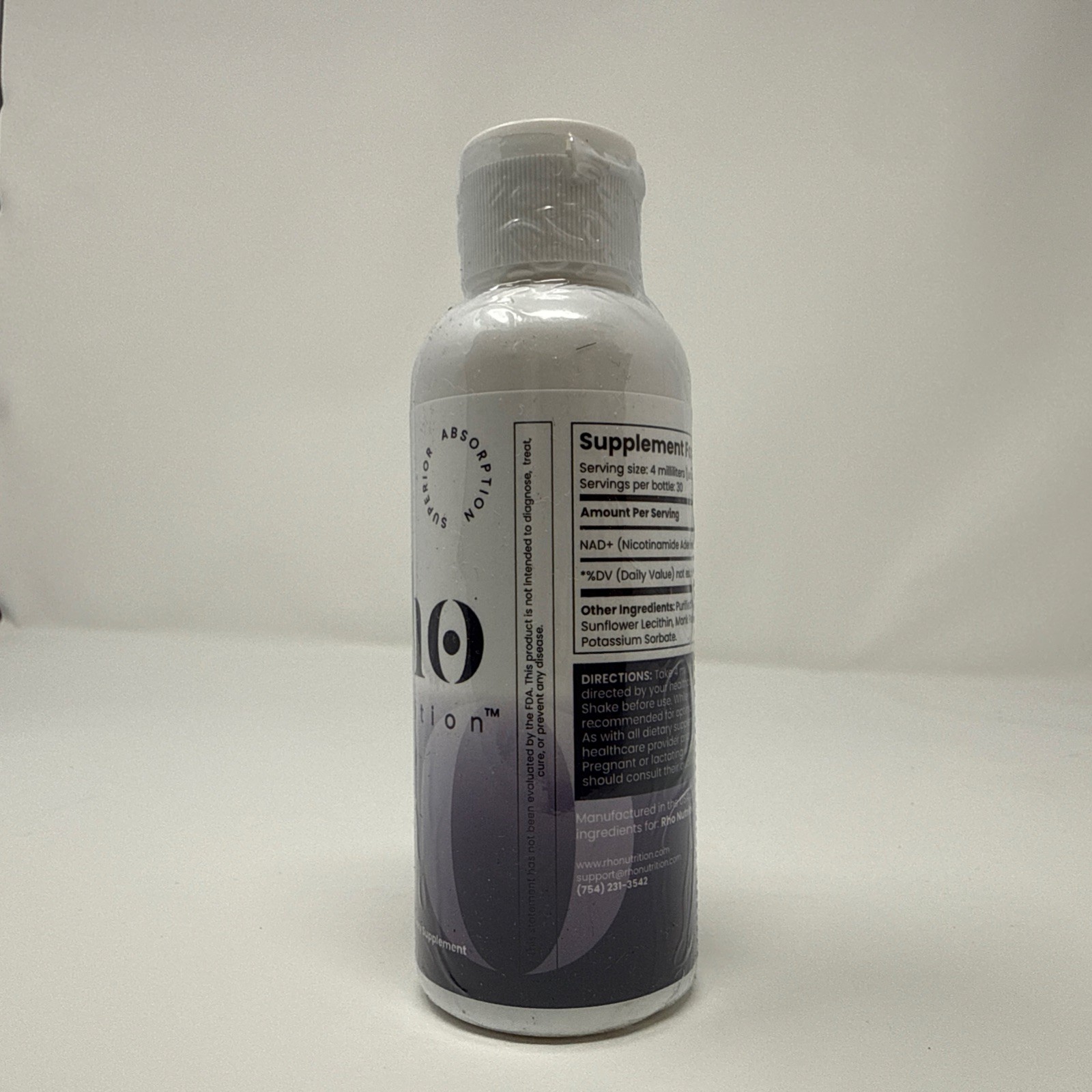 Rho Nutrition Liposomal NAD + 30 Servings 4 oz / 120 mL – New/Sealed EXP 9/2027