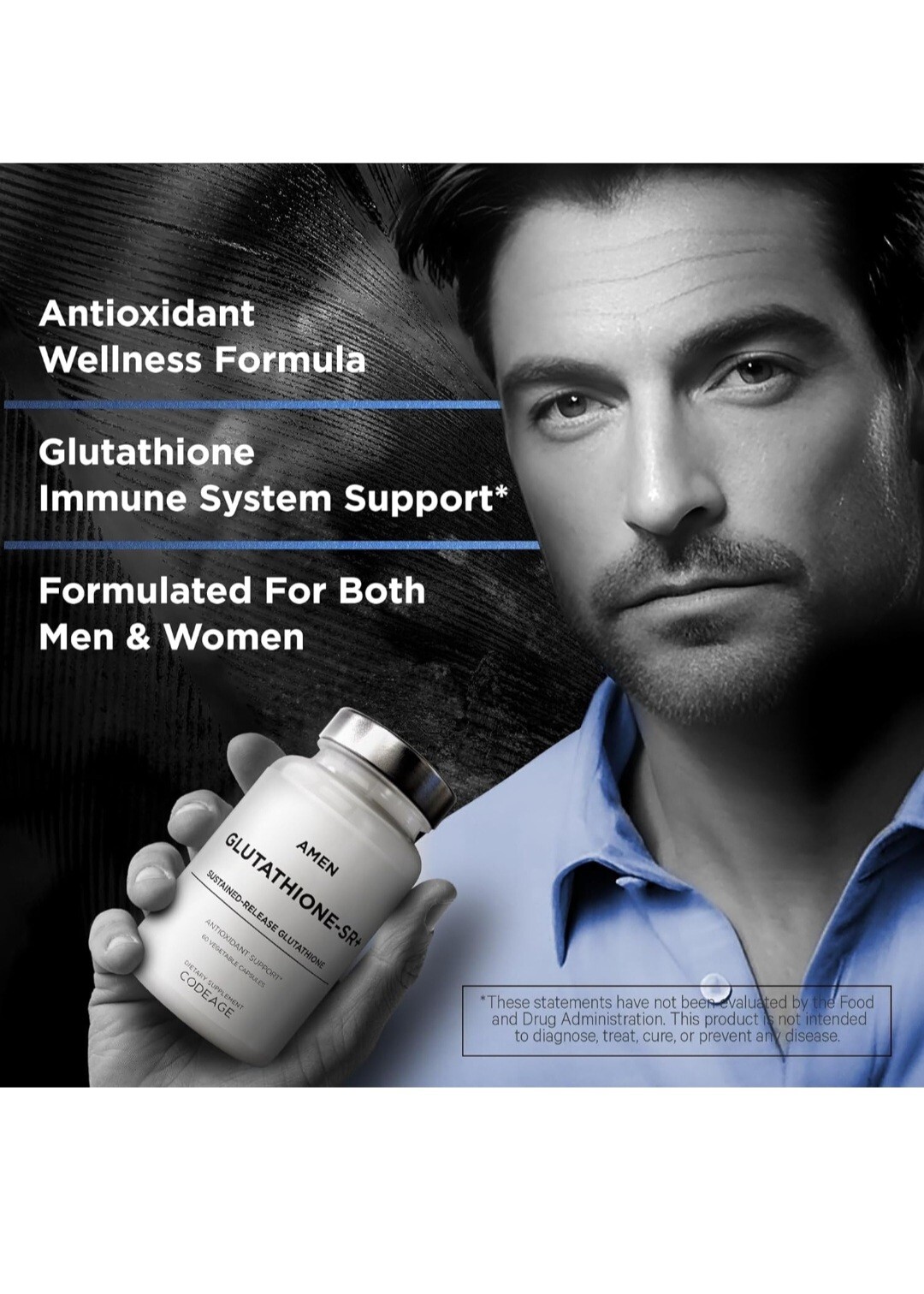 Amen Glutathione-SR+, Sustained-Release L-Glutathione 60 ct EXP 09/2026