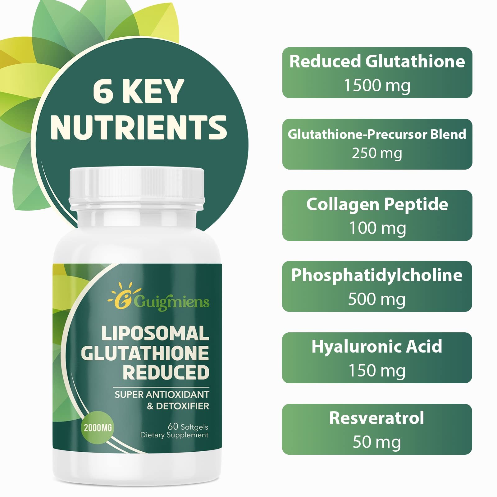 Liposomal Glutathione 2000 MG, Superior Absorption, 60 Count (Pack of 1)