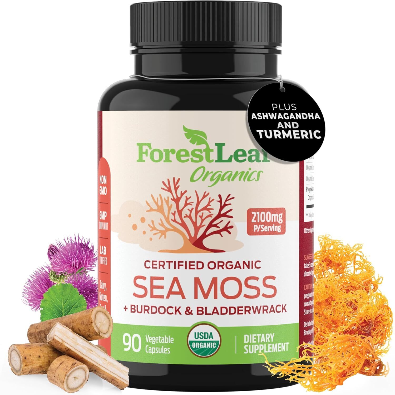 ForestLeaf Organic Irish Sea Moss – 2100mg with Burdock Root | Veggie Pills