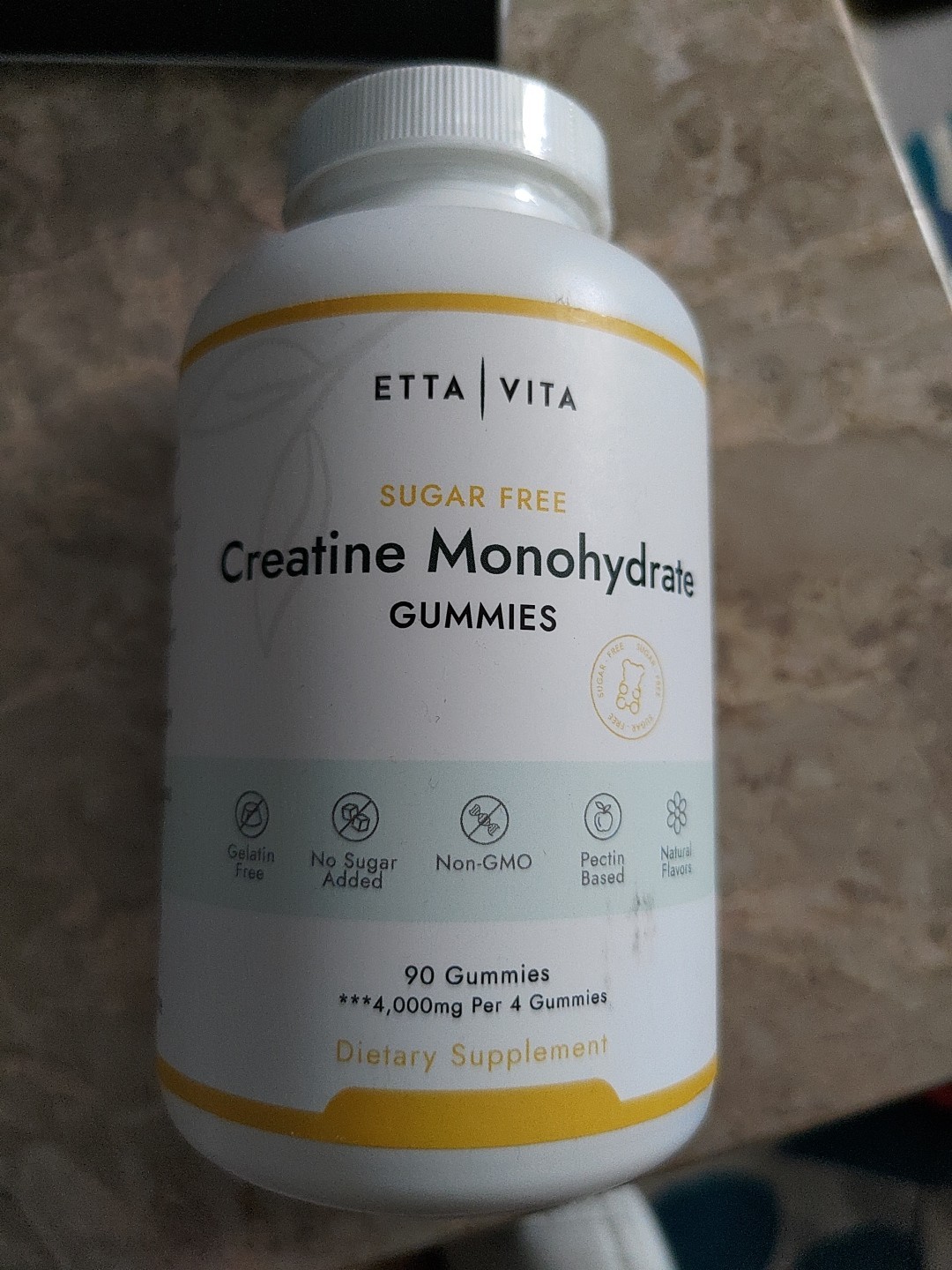 Etta Vita Sugar Free Creatine Monohydrate Gummies 90 Count Lemon EXP 3/26