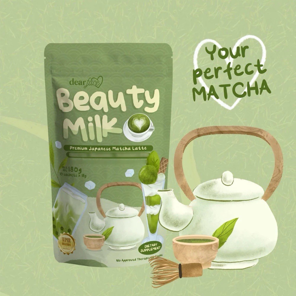 Dear Face Beauty Milk Premium Japanese Matcha Latte Powder Antioxidant Drink