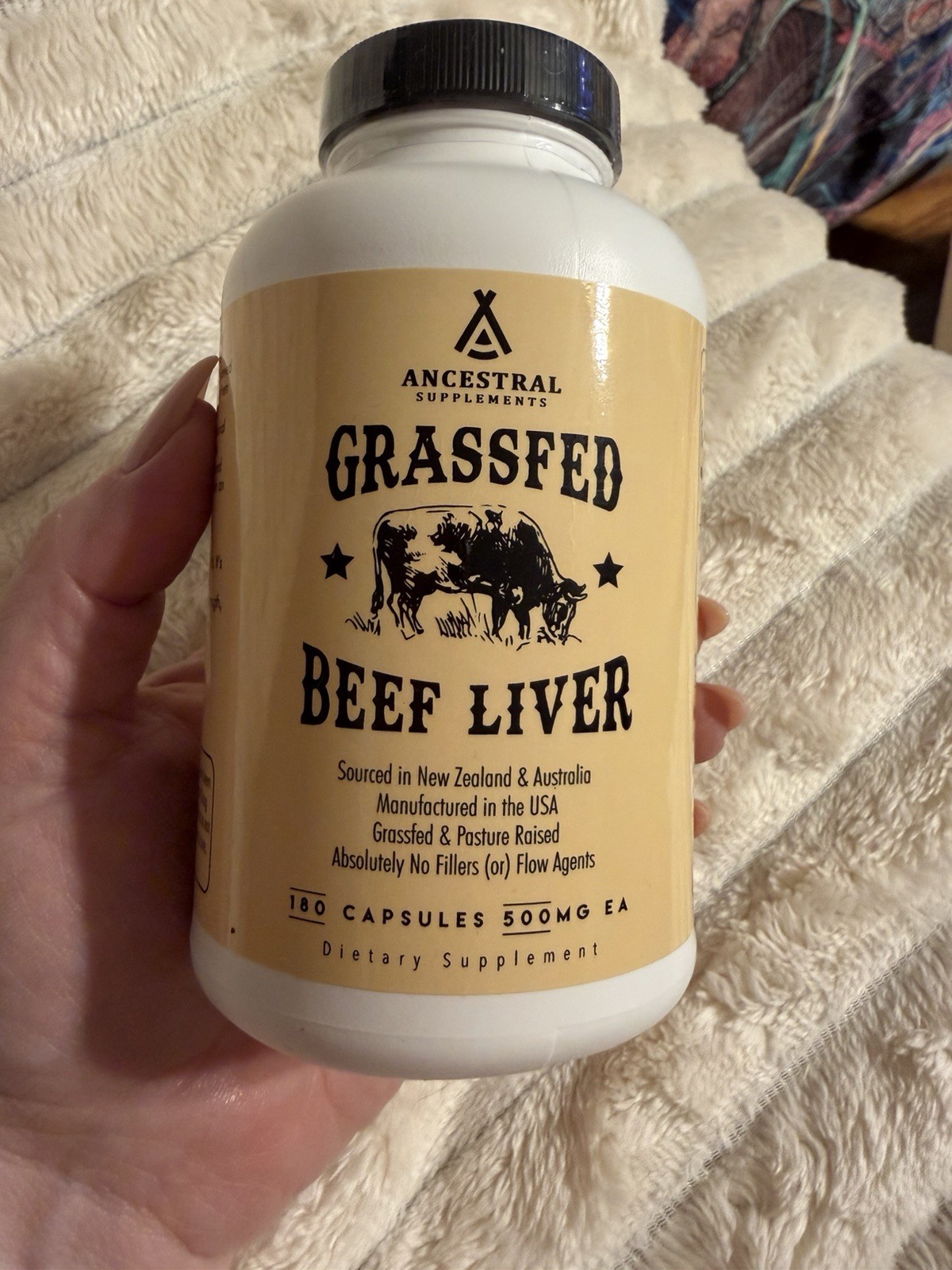 Grassfed Supplements Ancestral Beef Liver 500mg 180 Capsules Hormone-Free