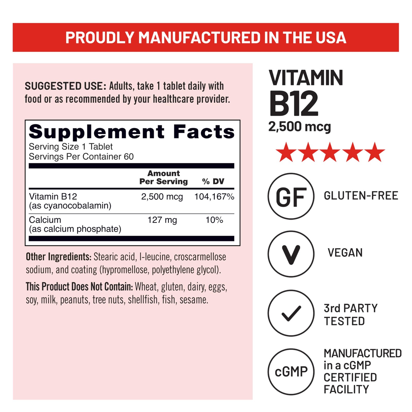 NatureWise Vitamin B12 Extra Strength 2500mcg – 60 Count (Pack of 1), Red