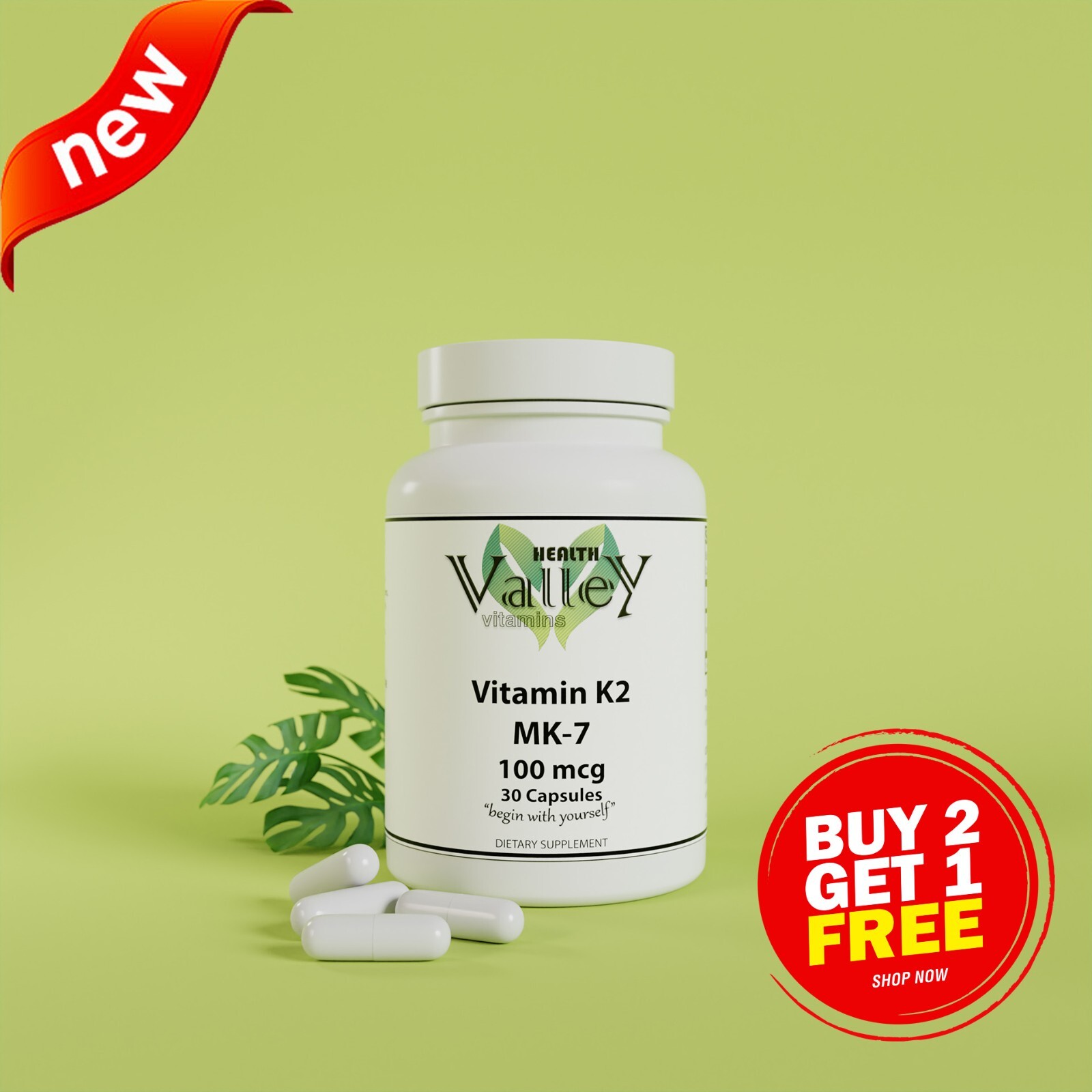 Vitamin K2 MK-7 – 100 mcg , Cardiovascular Health, Brain Health, Bone Health