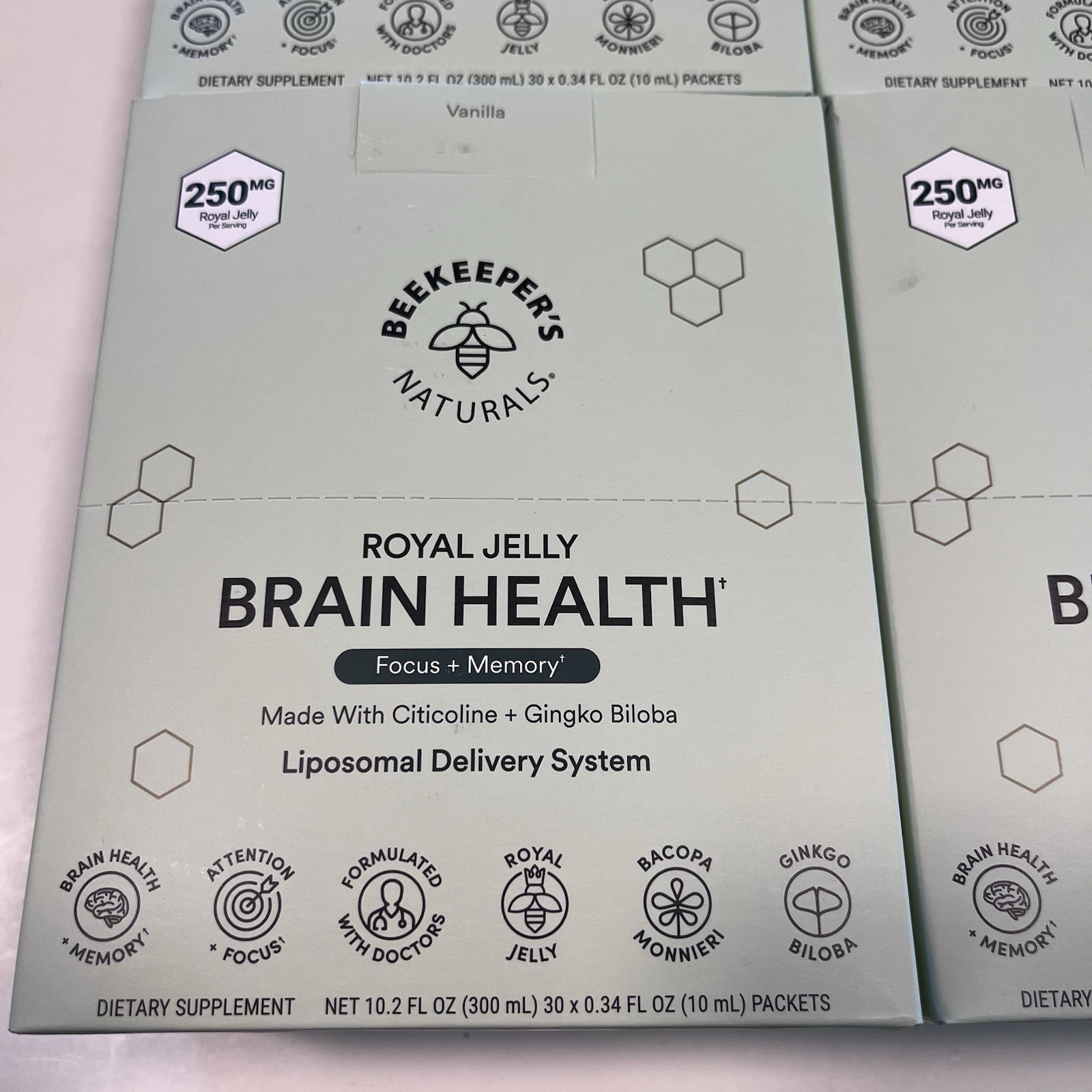 Beekeeper’s Naturals Royal Jelly Brain Health Vanilla Focus + Memory 30 Lot READ