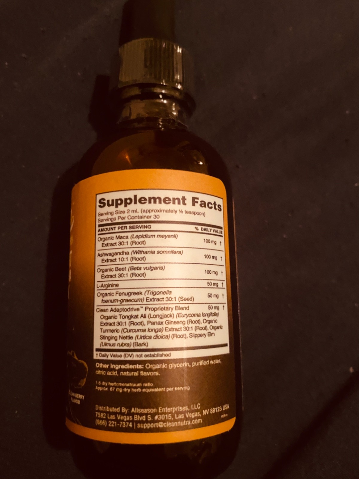 Clean Nutra Maca Root Ashwagandha Fenugreek Beet Root L-Arginine Liquid Drops