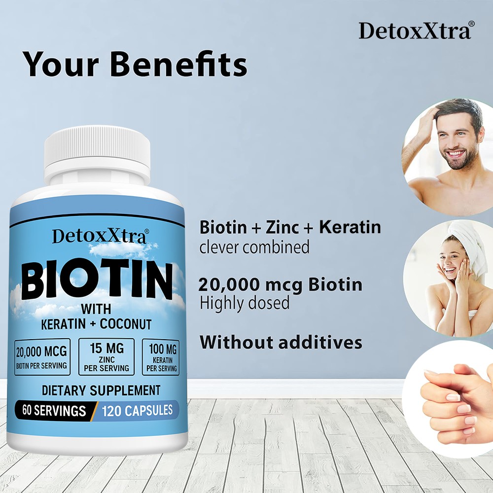 High Dose Biotin 20,000mcg Complex – For Hair Growth,Strong Nails & Glowing Skin