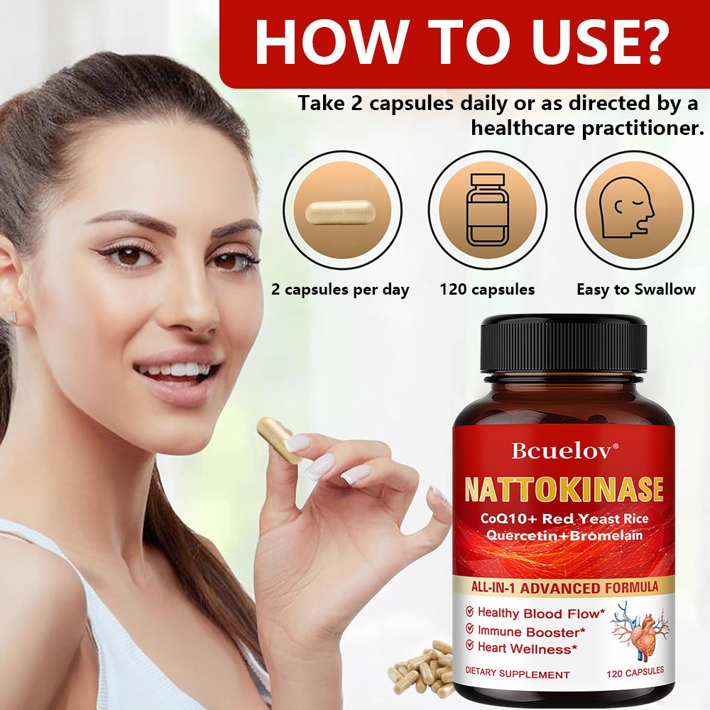 Nattokinase Supplements Blood Circulation Overall Heart Wellness 30-120 Capsules