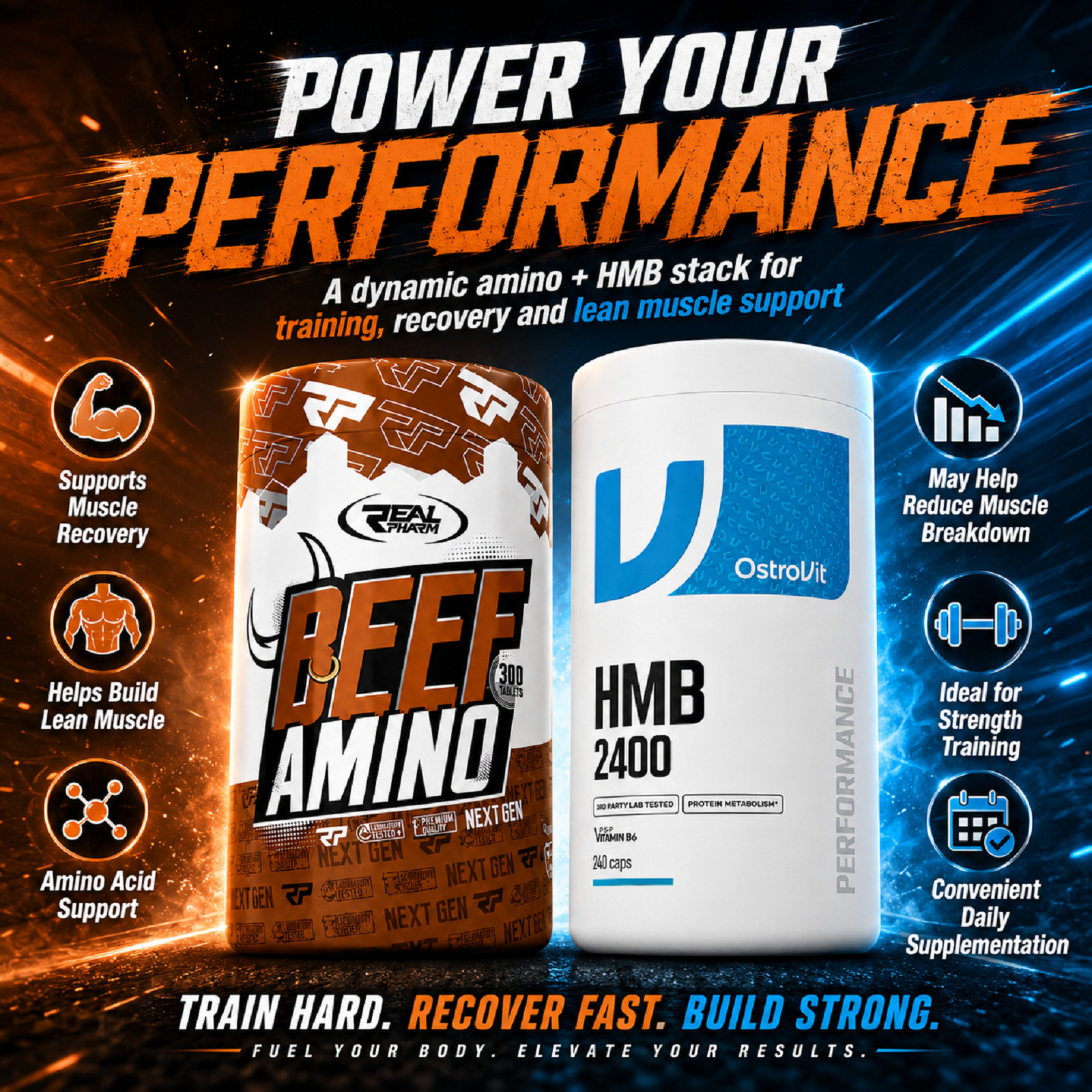 BEEF AMINO + HMB – More Muscle Support Recovery Fitness Amino Acid Regeneration