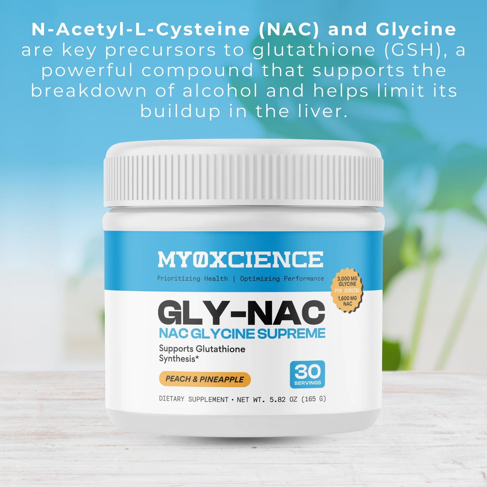 MYOXCIENCE NAC Glycine Supreme | N-Acetyl-L-Cysteine, 4.44 Ounce (Pack of 1)