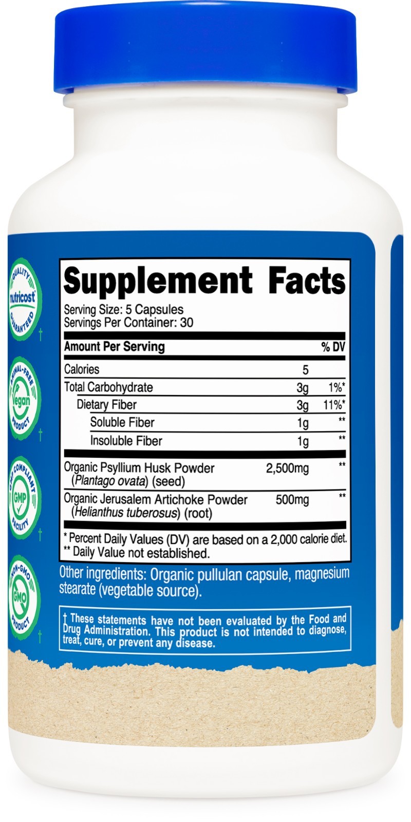 Nutricost Fiber Capsules with Prebiotic Fiber Supplement, 150 Capsules
