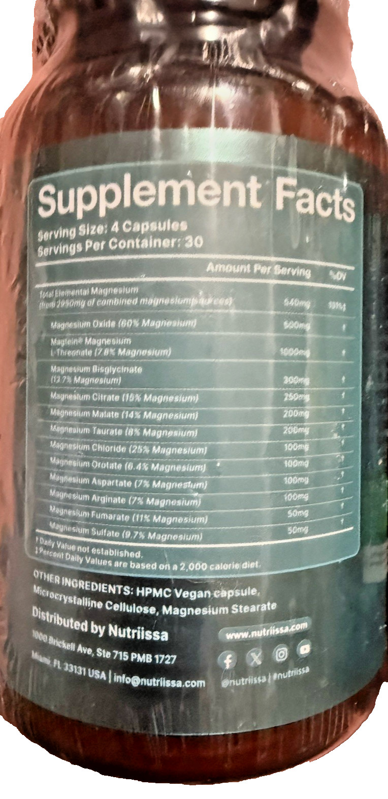 4 Pack Nutriissa Full Spectrum 12 In 1 Magnesium 480 Capsules Exp 11/1/28.