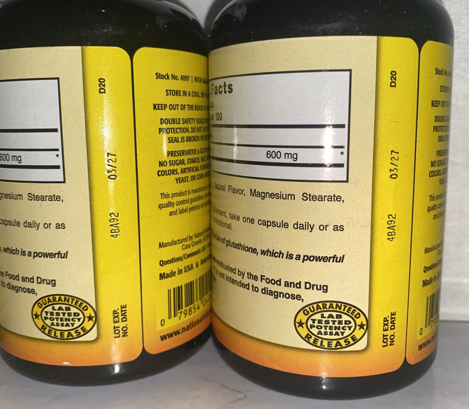Lot Of 3-Nac Capsules 600 mg / 100 Caps Each