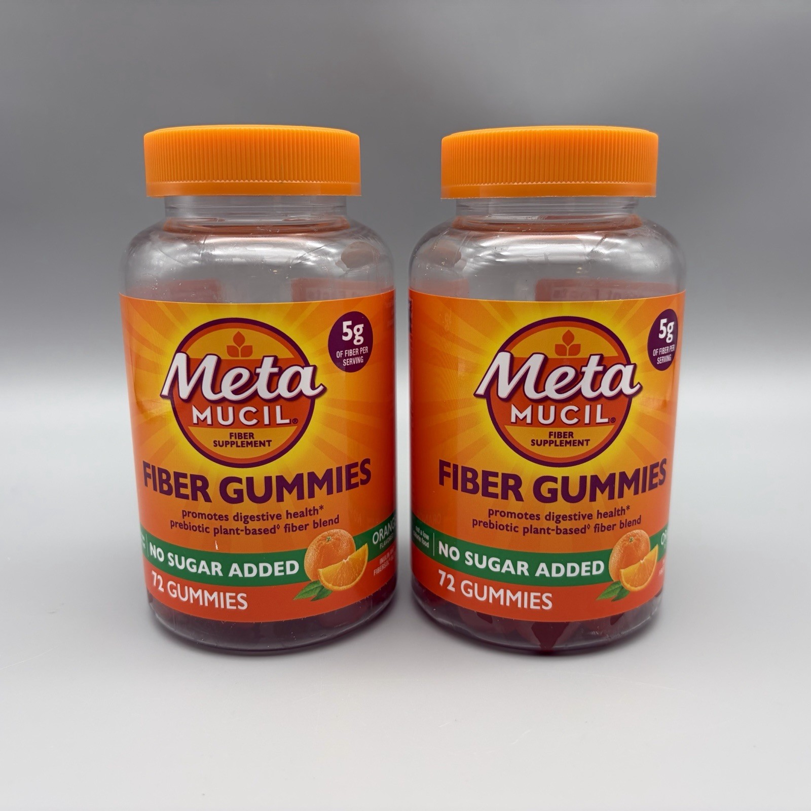2 Pks Metamucil Fiber Sugar Free Orange Gummies Supplement 72 Ct Exp 08/2028 A