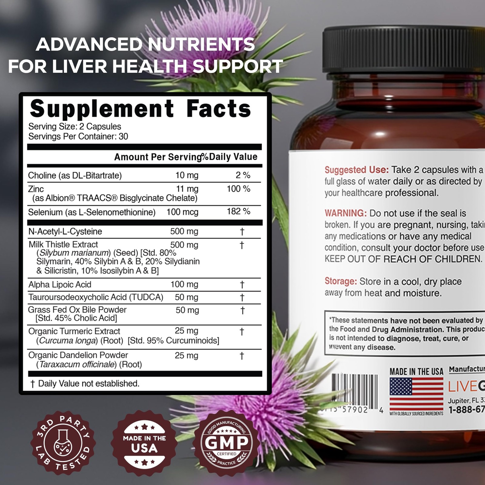 LIVEGOOD Liver Support Supplement with TUDCA & Ox Bile – 60 Count (Pack of 1)