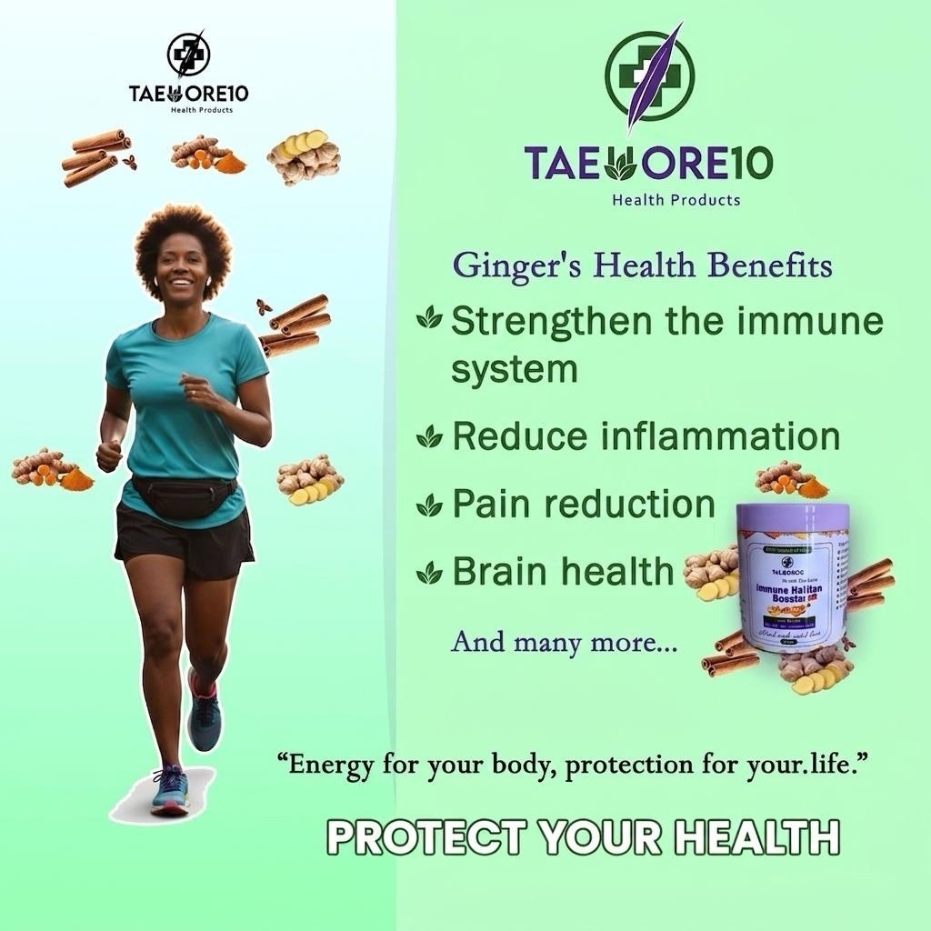 Taeuore10 Immune Support Powder 8 oz 100% Natural Ginger Turmeric Honey