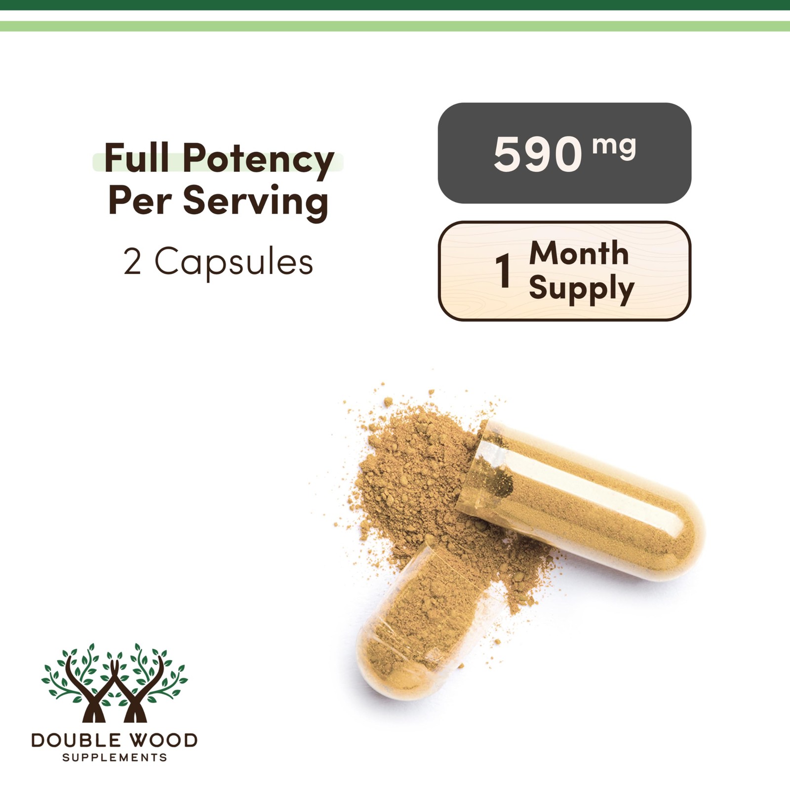Double Wood Supplements Organic Lemon Balm 120 Capsules 120 Count (Pack of 1)