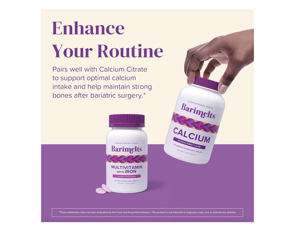 BariMelts Multivitamin with Iron Bariatric Vitamins for Women 60 Fruit Tablets