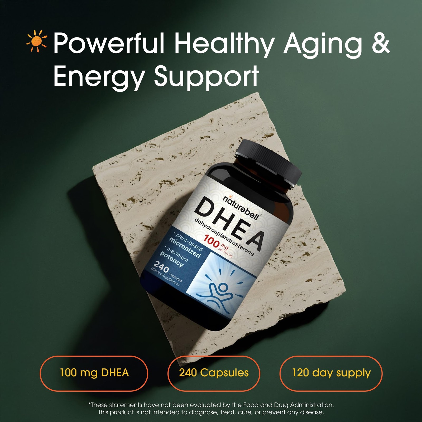 NatureBell DHEA 100mg – 240 Capsules – Supplement 240 Count (Pack of 1)