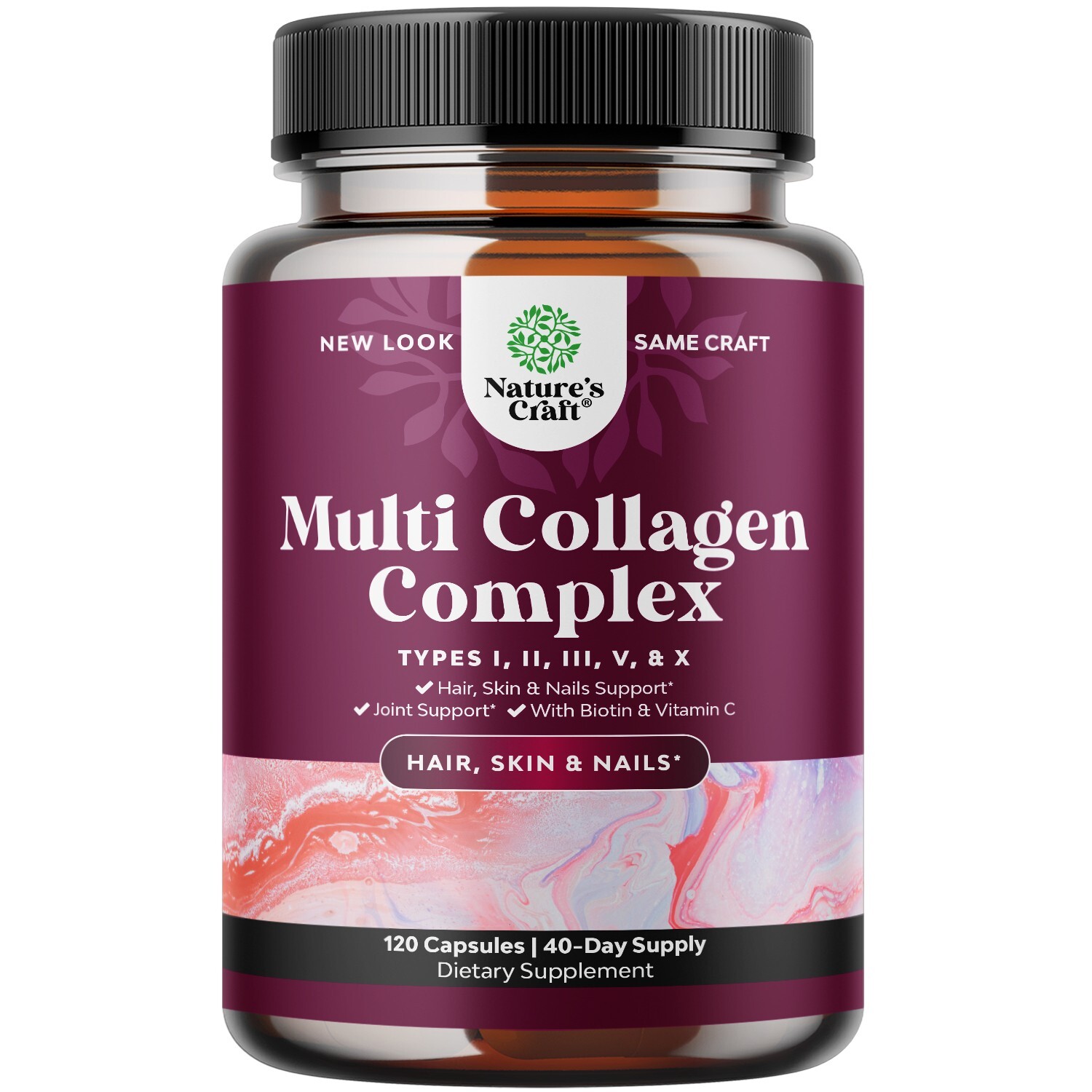 Advanced Multi Collagen Peptides Pills 120ct – Biotin and Collagen Supplement