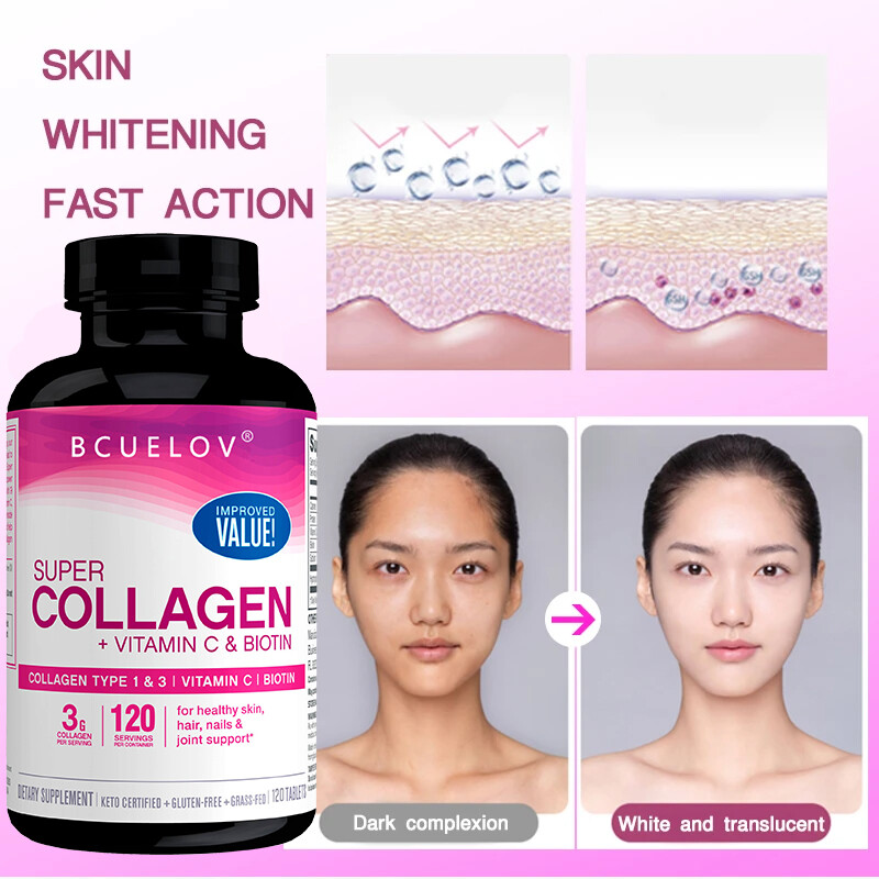 Collagen Peptides Capsules Hydrolyzed Anti-Aging 3000mg With Vitamin C & Biotin