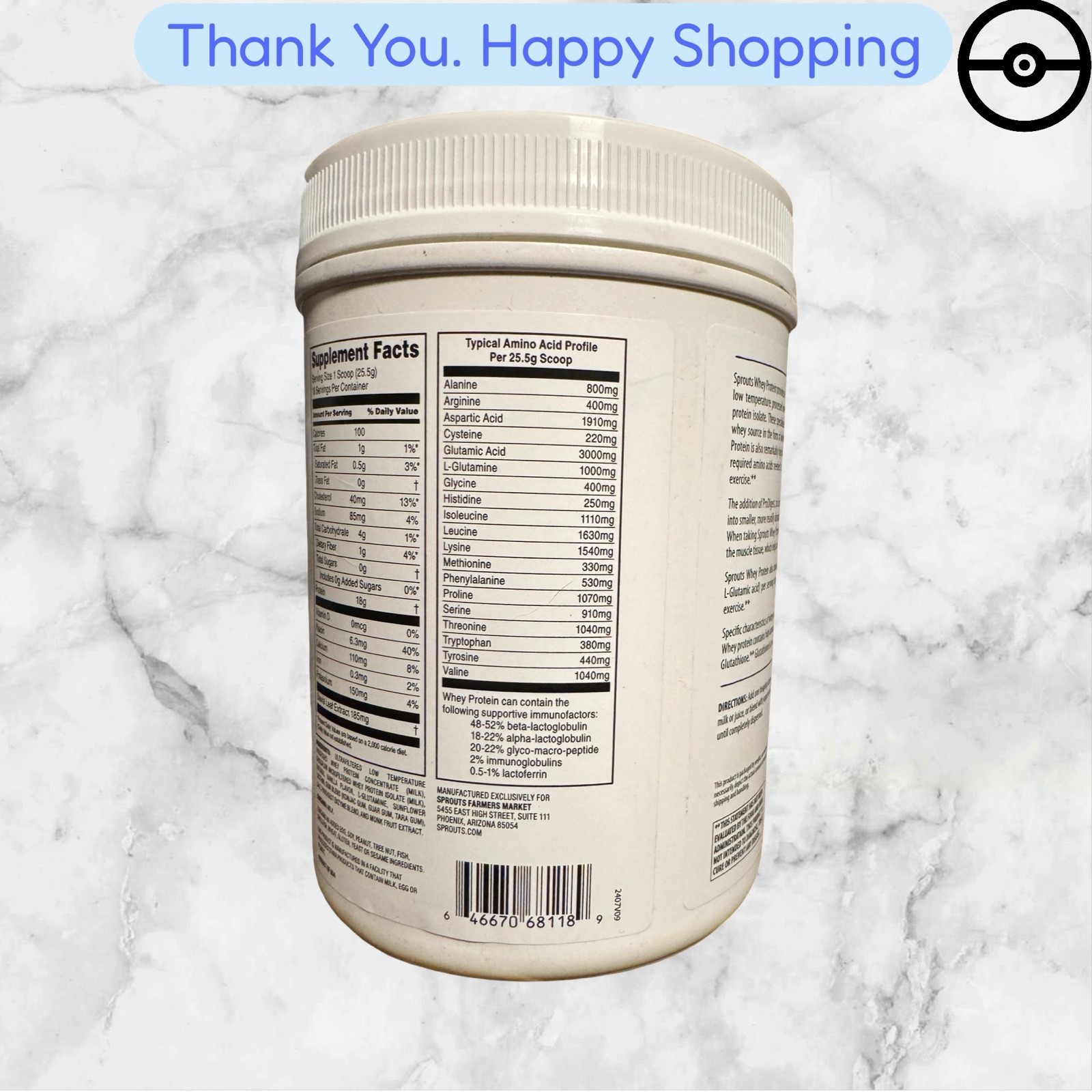 Sprouts Whey Protein Vanilla 16 oz Fast Shiping